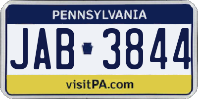 PA license plate JAB3844