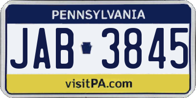 PA license plate JAB3845