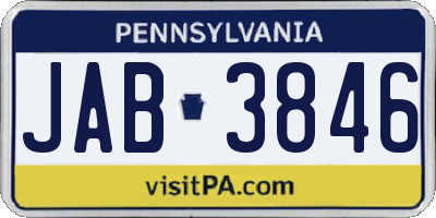 PA license plate JAB3846