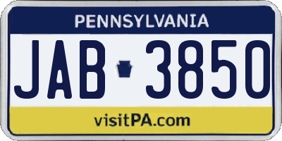 PA license plate JAB3850