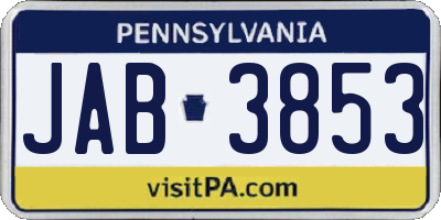 PA license plate JAB3853