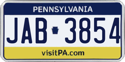 PA license plate JAB3854