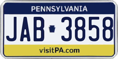 PA license plate JAB3858