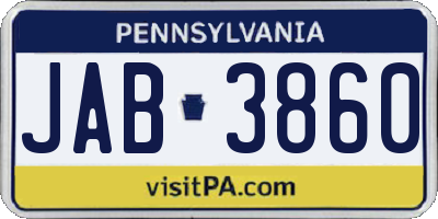 PA license plate JAB3860