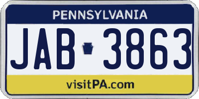 PA license plate JAB3863