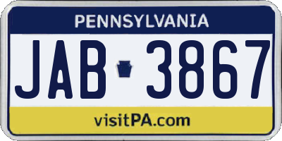 PA license plate JAB3867