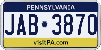 PA license plate JAB3870