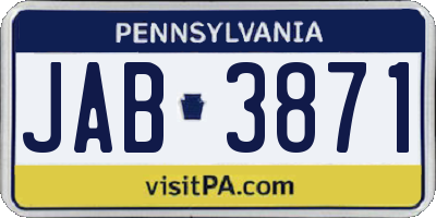 PA license plate JAB3871