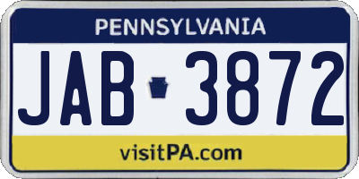 PA license plate JAB3872