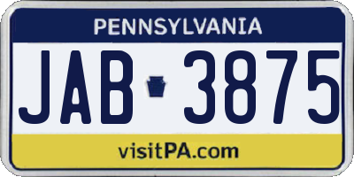 PA license plate JAB3875