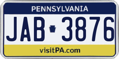 PA license plate JAB3876