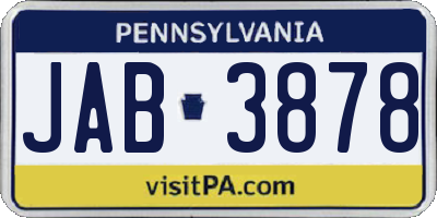 PA license plate JAB3878