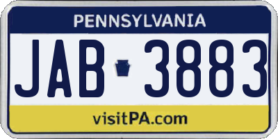 PA license plate JAB3883