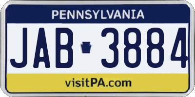 PA license plate JAB3884