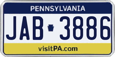 PA license plate JAB3886