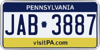 PA license plate JAB3887