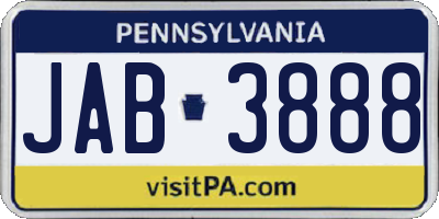 PA license plate JAB3888