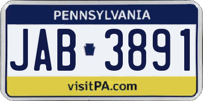 PA license plate JAB3891
