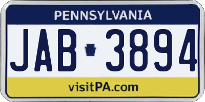 PA license plate JAB3894