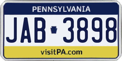 PA license plate JAB3898