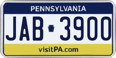 PA license plate JAB3900