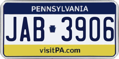 PA license plate JAB3906