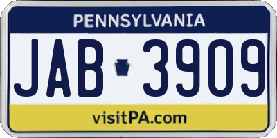 PA license plate JAB3909