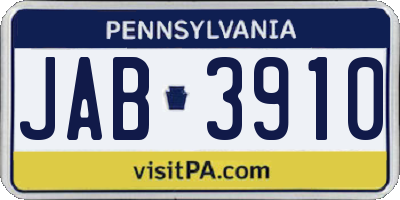 PA license plate JAB3910