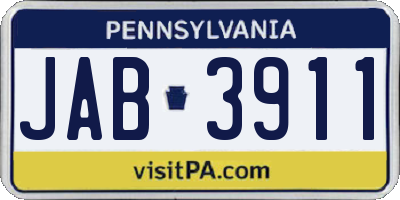 PA license plate JAB3911