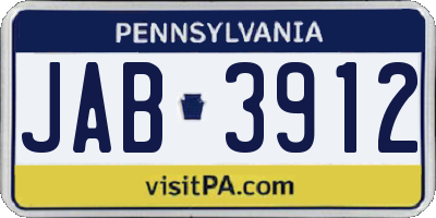 PA license plate JAB3912