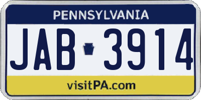 PA license plate JAB3914