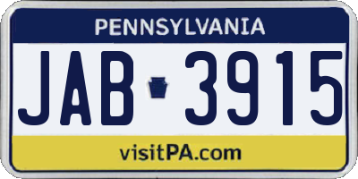 PA license plate JAB3915