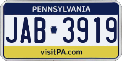 PA license plate JAB3919