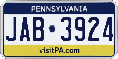 PA license plate JAB3924