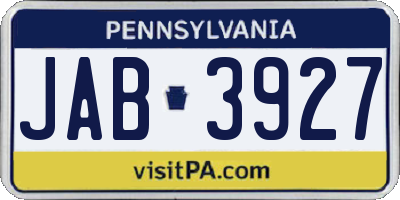 PA license plate JAB3927