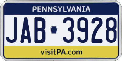 PA license plate JAB3928