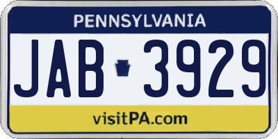 PA license plate JAB3929