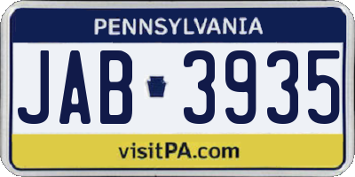 PA license plate JAB3935