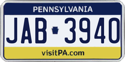 PA license plate JAB3940