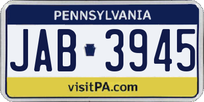 PA license plate JAB3945