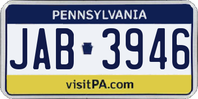 PA license plate JAB3946