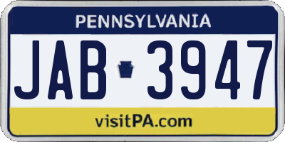 PA license plate JAB3947