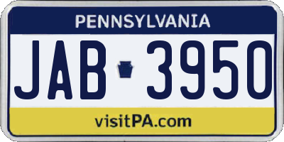 PA license plate JAB3950
