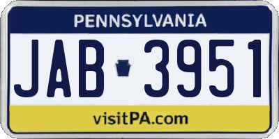 PA license plate JAB3951