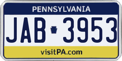 PA license plate JAB3953