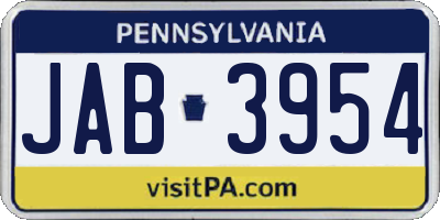 PA license plate JAB3954