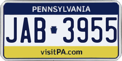 PA license plate JAB3955