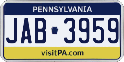 PA license plate JAB3959