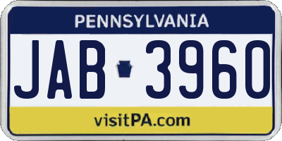PA license plate JAB3960
