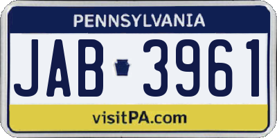 PA license plate JAB3961